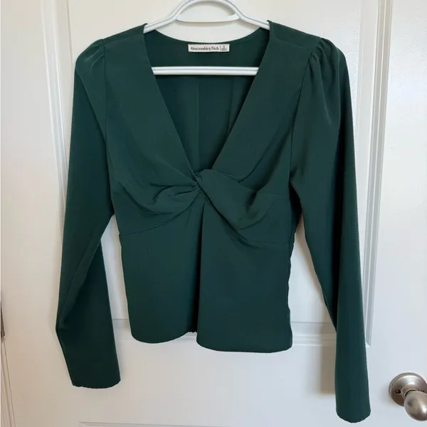 Abercrombie & Fitch Emerald Green Blouse Small - Image 3