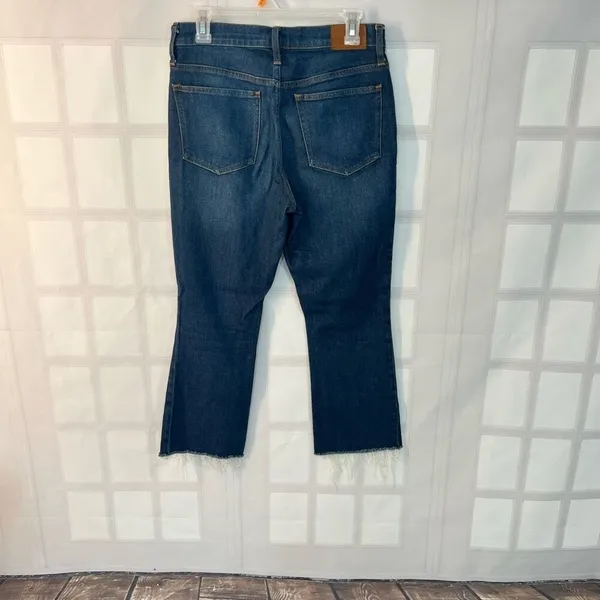 J. Crew Blue Whiskered Cutoff Hem 9 Inch Billie Demi Boot Crop Jeans Size 27 - Image 6