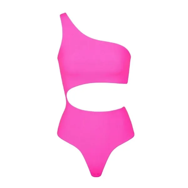 SKIMS Size 3X fits everybody one shoulder cut out bodysuit - neon pink NWT - Image 4