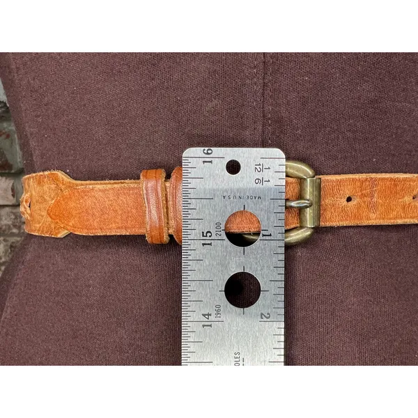 Liz Claiborne belt genuine leather brown braided skinny western - Image 5