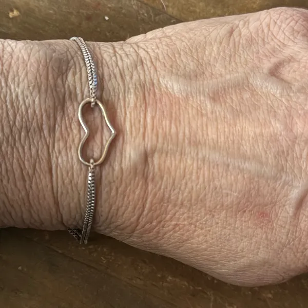 925 silver open heart double chain bracelet - Image 2