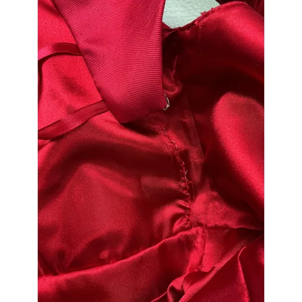 Mac Duggal Red Tiered‎ Ruffle Beaded Waist High Neck Ball Gown Dress Size 8 - Image 15