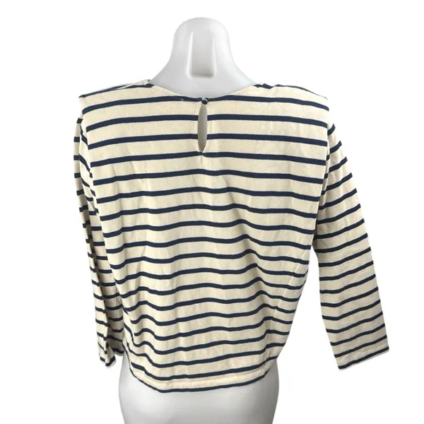 Sézane Women's Cream Navy Blue Striped Knit Long Sleeve T Shirt Tee Top Size XS - Image 3