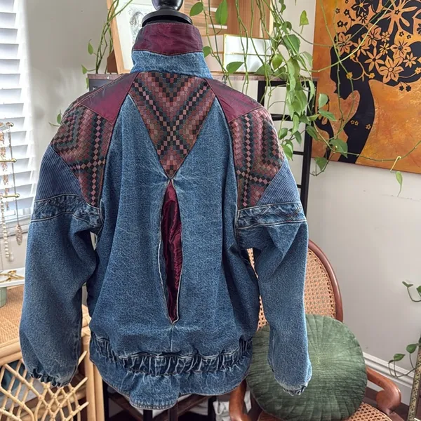 Vintage 80s/90s Current Seen Reversible Funnel Neck Denim Sweatshirt Jacket - Image 2