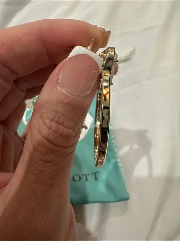 Kendra Scott “Mayra Open Frame” Gold Hoop Earrings with White Drusy Studs - Image 7