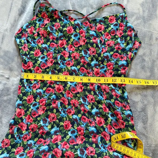 NastyGal Maxi Dress 2 Black Red Floral Open Cowl Back Side Slit‎ Dark Romance - Image 11