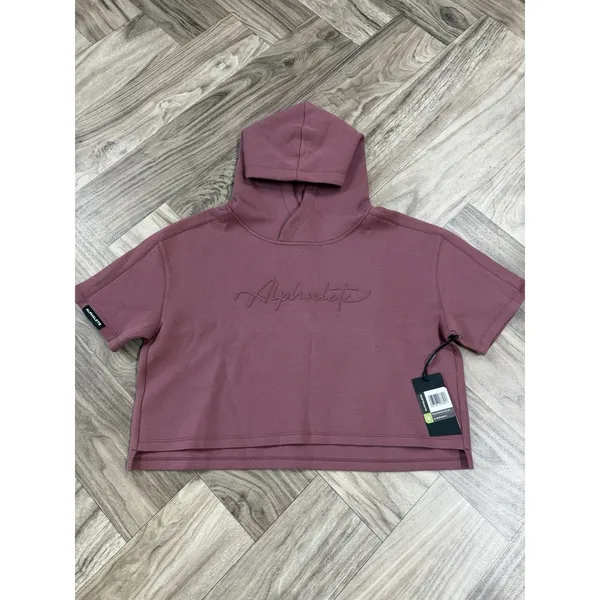 Alphalete Woman’s ELMTS Half Sleeve Crop Hoodie - Mauve , Size Medium - Image 3