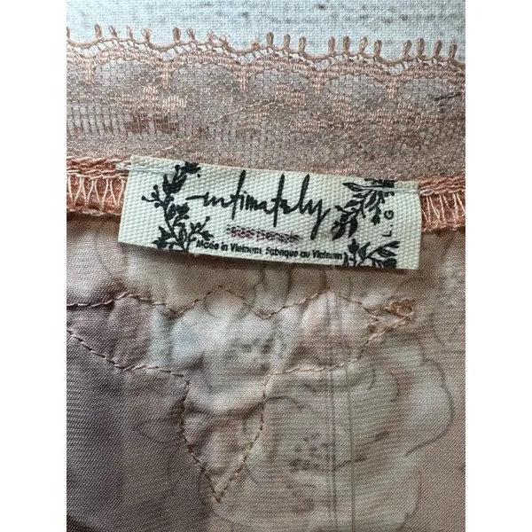 New Free People Intimately Peach/Pink Embroidered Satin Sleep Cami Large Lacey - Image 6