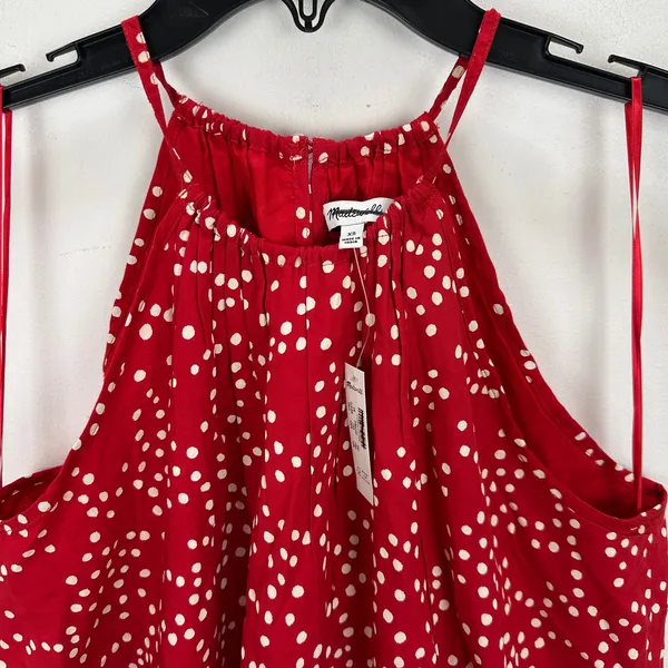 Madewell Drop Waist Mini Dress Polka Dot Trapeze Relaxed Festival Red XS NWT - Image 9