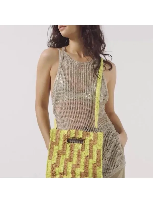 Free People Brunch Date raffia straw clutch crossbody bag - Image 5