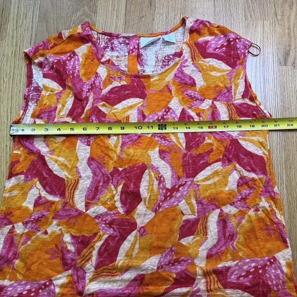 Cynthia Rowley Women's 100% Linen Botanical Floral Top Blouse Cottage Boho Sz L - Image 8