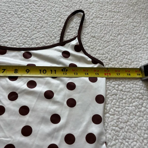 Retro Polka Dot Cami tank Top Brown White Contrast Trim Coquette Y2K Dollete - Image 2