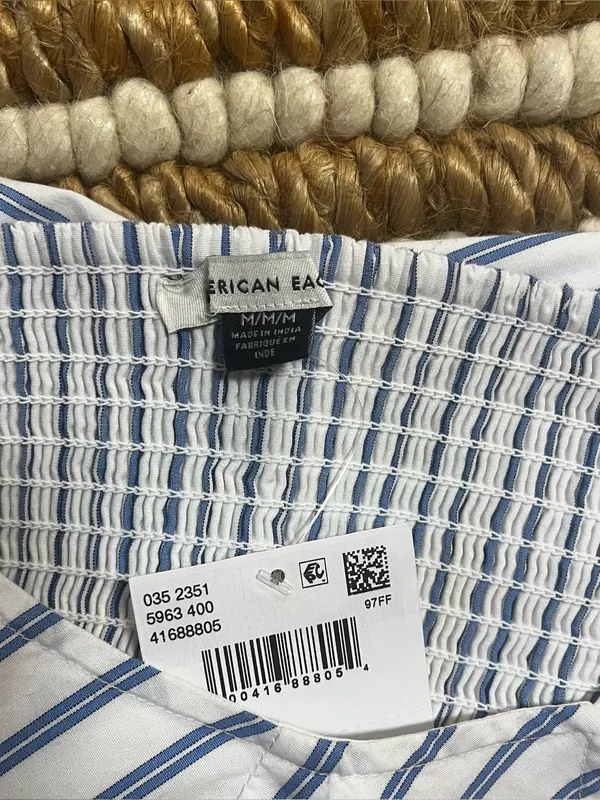 American Eagle NWT Striped Blue & White Ruffle Hem Cami Top - Image 3