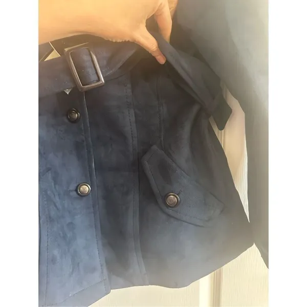 NWT Emporio Collezione ButtonDown Belted Jacket Navy Size Med - Image 6