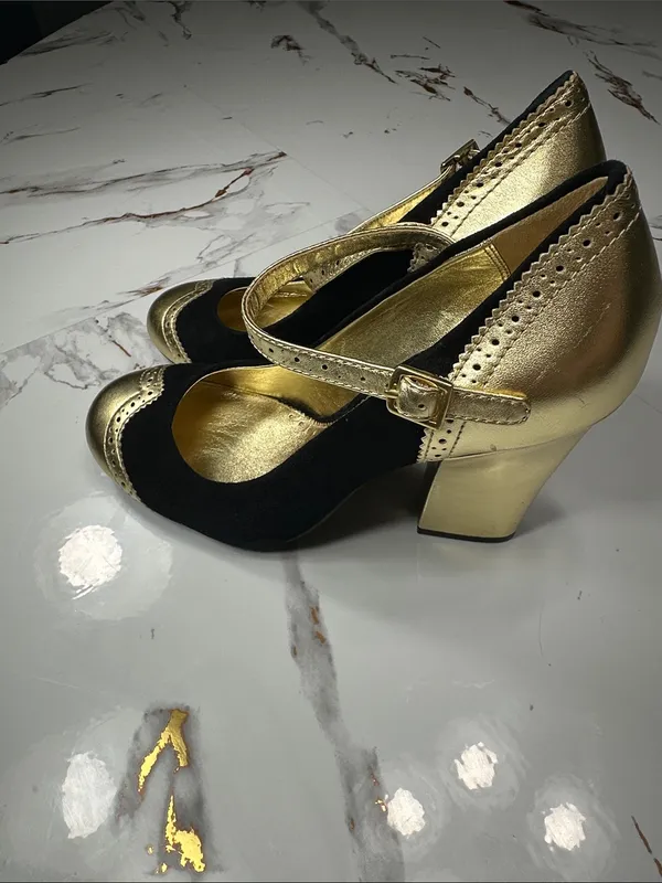 Coach Gold and Black Mary Jane Heels - Image 12