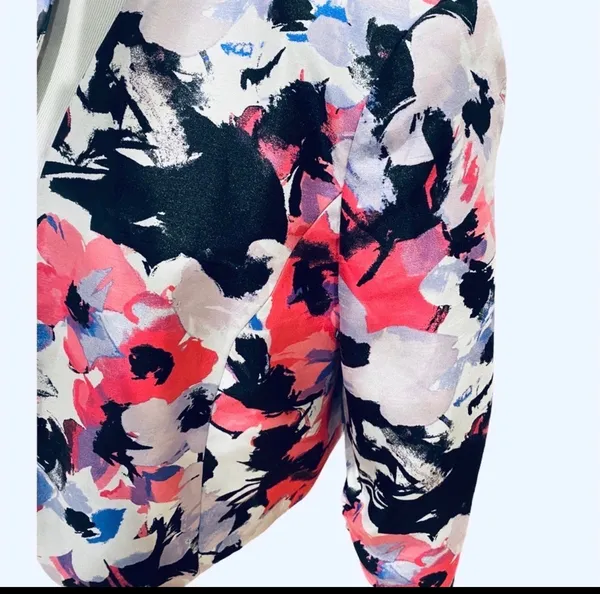 Retro Floral Waist Jacket Pink Black 14 Open Front Evan Picone Black Label - Image 9
