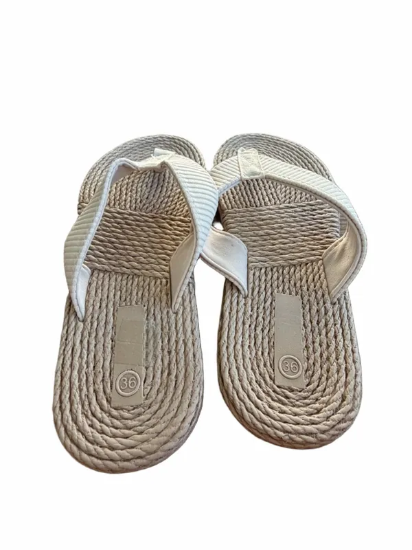 Woven Rope Toe-Post Sandals in Cream - Women - Image 3