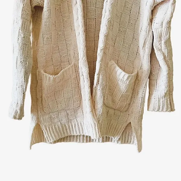 Charlotte Russe Boho Ribbed Knitted Oversized Ivory Cardigan Sweater SZ S - Image 3