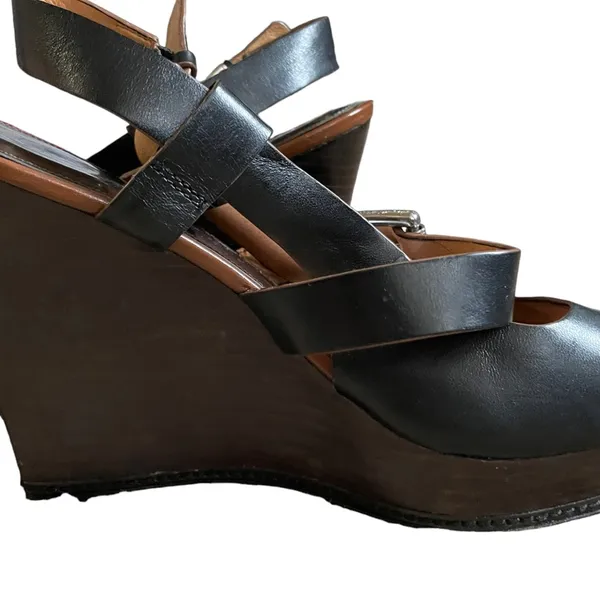 Coach Black Double Buckle Strappy Open Toe Platform Wedge Women’s Size 8 - Image 9