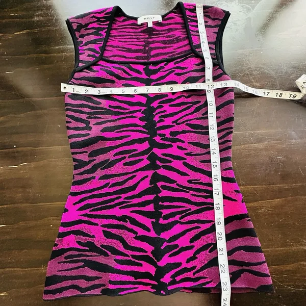 Milly Top Sz S Zebra Print Knit Pink And Black Stretchy - Image 6