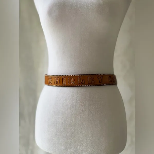 Vintage “Shirley” Hand Tooled Leather Western Belt Floral Size 30 - Image 9