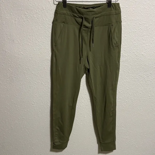 Halara Olive Green High‎ Waisted Drawstring Joggers Petite Small Tapered Pants - Image 3