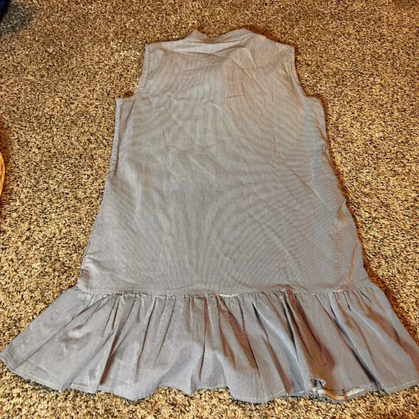 Zara‎ Woman Striped Mini Dress Sleeveless Ruffle Hem Casual Blue No Size Listed - Image 7