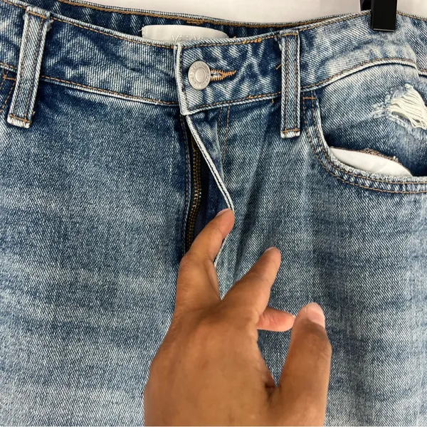 Vervet Super High Rise Beverly Slim‎ Straight Distressed Medium Wash Blue Jeans - Image 5