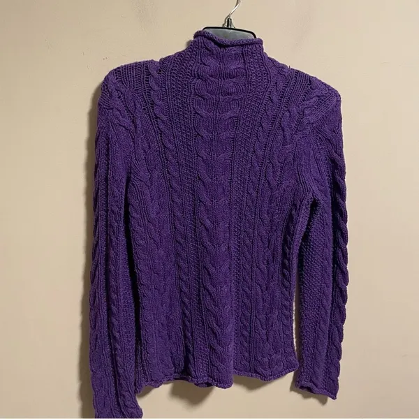 Lauren Ralph Lauren Cable Knit Mock Neck Turtleneck Knit Sweater- Size Medium - Image 3