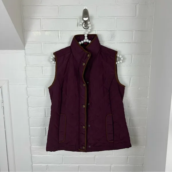 G.H.Bass & Co. Maroon Quilted Snap Button Vest Size XS - Image 7
