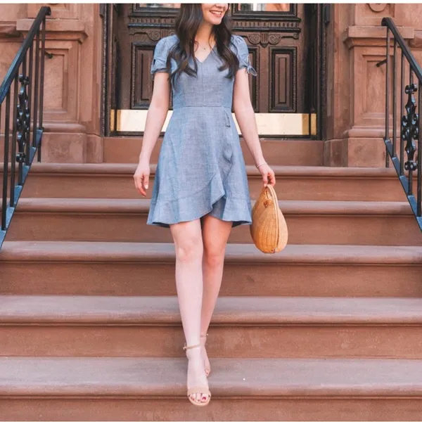 J.‎ Crew Faux-Wrap Chambray Dress - Image 3