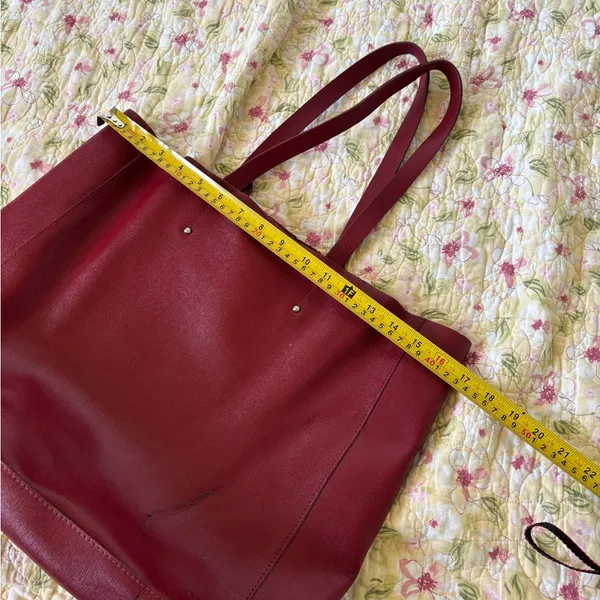 Fiore genuine Red Leather Tote red Crimson Grunge - Image 6