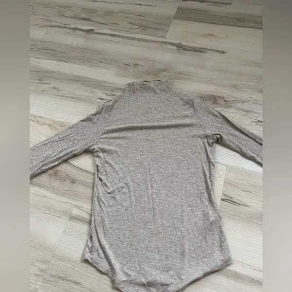 American Eagle Outfitters Taupe Ribbed Mock Neck Long Sleeve Top - Image 2