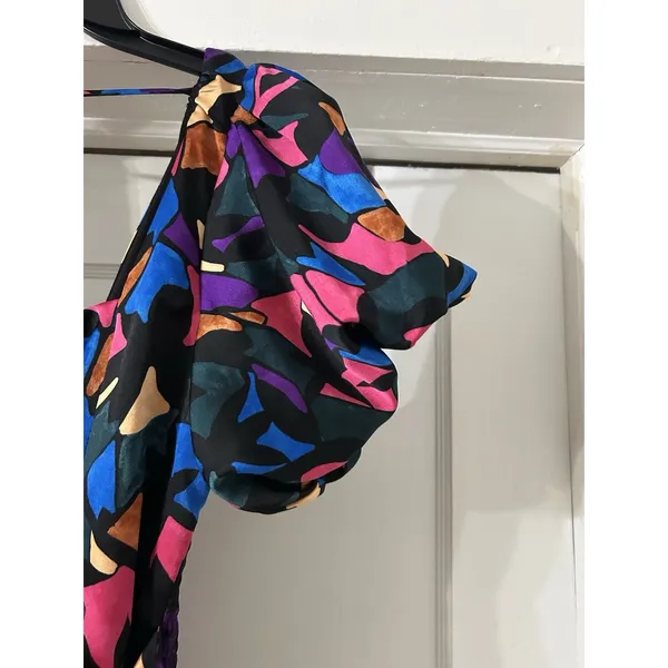 Show Me Your Mumu Danielle Mini Dress Geometric Multicolored Puff Sleeve Size M - Image 2