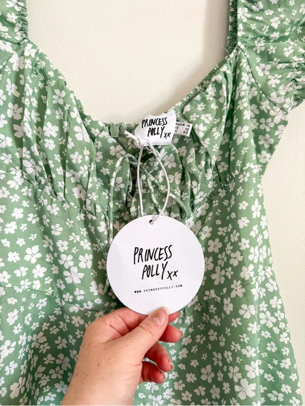 Princess Polly Green and white Floral Romper Size 10 NWT - Image 5