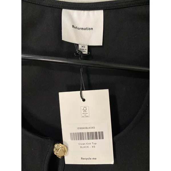 New Reformation Owen Knit Top, Black, Size XS - Image 4