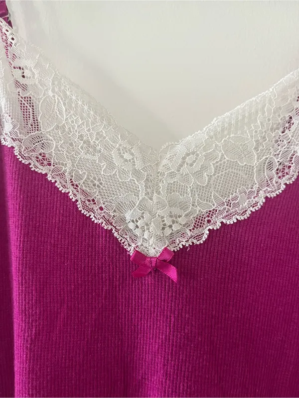 Y2K Victoria's Secret Pink White Lace Cami Tank Top Small Dainty Romantic - Image 3