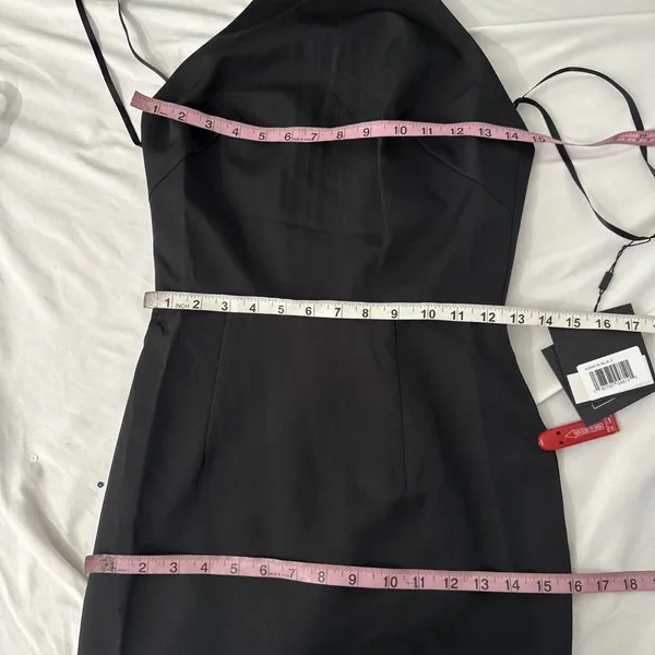 NWD IEENA Mac Duggal [ 2 ] Halter Neck Bow Strap Criss Cross Column Gown #J19 - Image 3