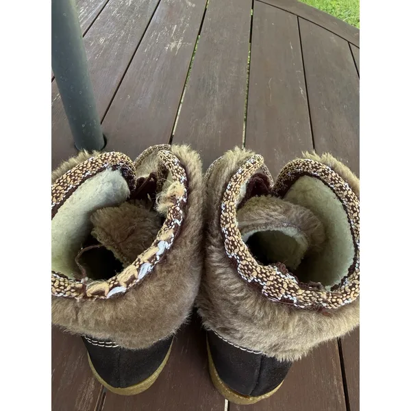 Vintage Snowland Faux Fur Suede Boots Sherpa Lined Lace Up Retro Winter Size 7 - Image 8