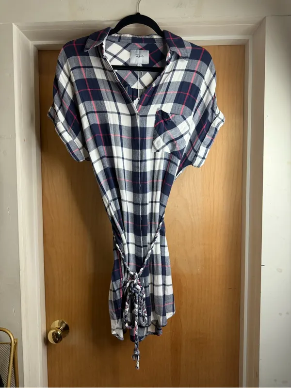 Rails Women’s Plaid Tie Midi Dress - Roped Belt. Size: Medium - Image 3