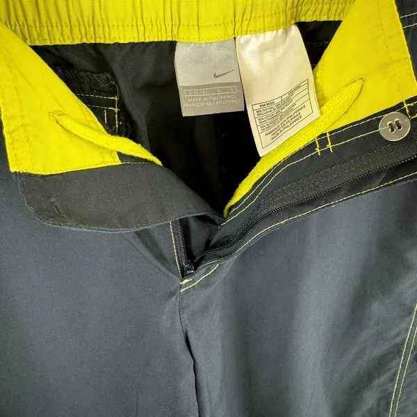 Nike Navy Blue‎ Yellow Trim Elastic Waist Cropped High Rise Track Pants Size L - Image 5
