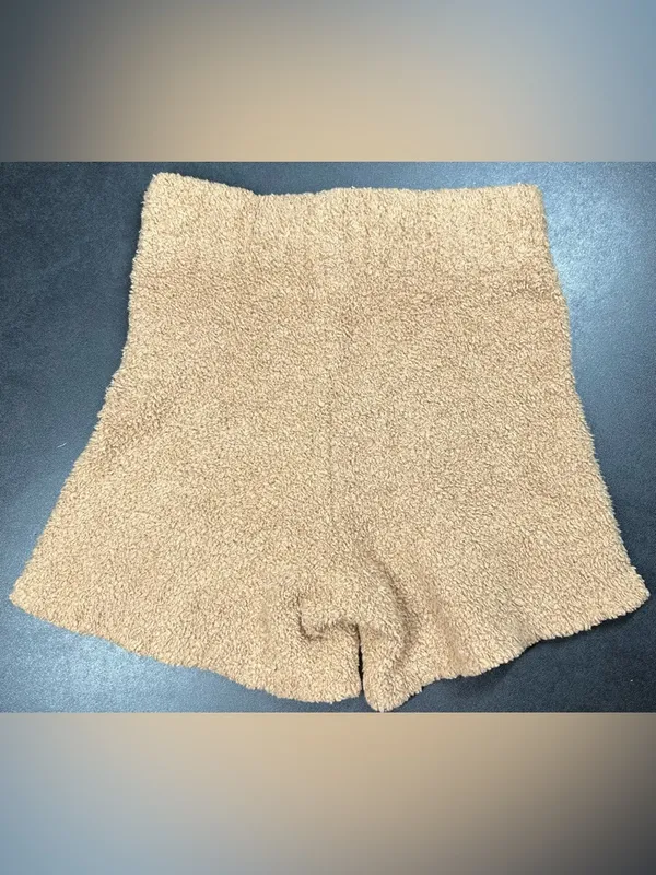 Skims Size M Camel Tan Cozy Fleece Knit Shorts - Image 4