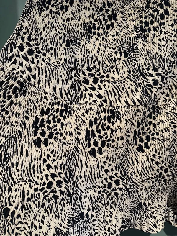 Womens XL Alice Blue Animal Print Midi Skirt Leopard Zebra Ruffle Boho - Image 6