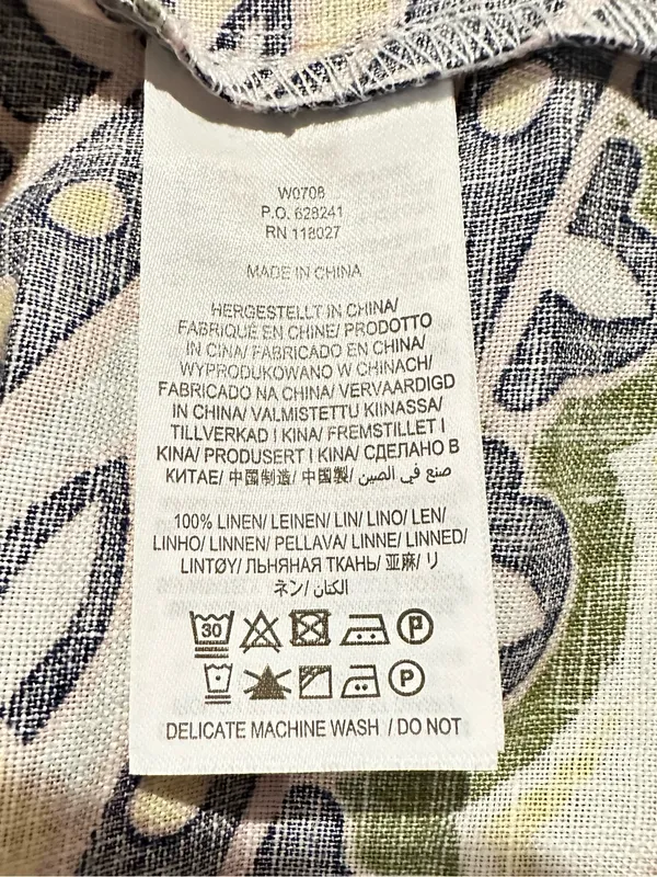 Boden Laurie Linen Paisley Print Coastal Boatneck Dress White Green Pink 8P - Image 10
