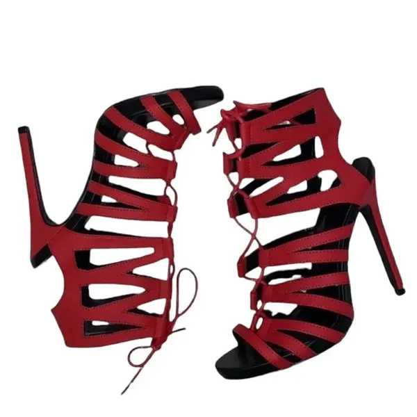 Women's Open Toe Strappy Red Sandals (Size 7) Red - Image 2