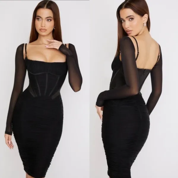 House of CB‎ Freyja black gathered corset dress size XS - Image 2
