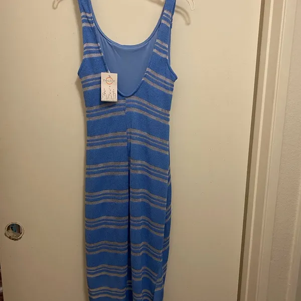 Lush Nectar Women’s Blue & White Tank Sweater Knit Dress L Large Bust 38” NWT - Image 10