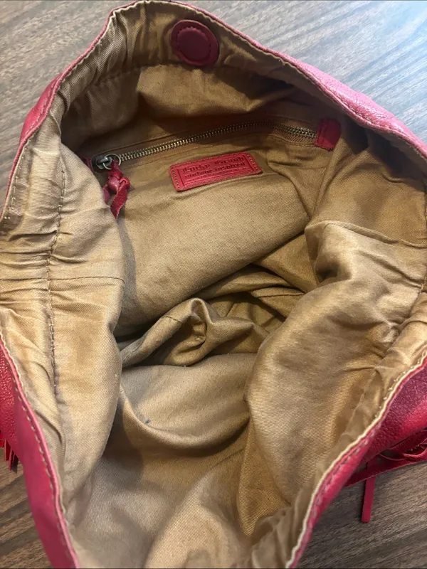 Lucky Brand VINTAGE Red Leather Tassel Shoulder Hobo Bag - Image 4