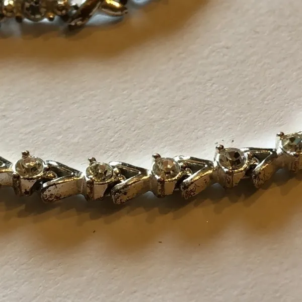 2 Vintage Avon Silver Tone & Clear CZ Rhinestone Bracelets - Image 5