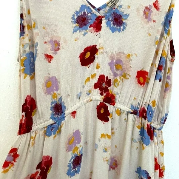 NEW Lucky Brand Floral Maxi Dress LARGE beige blue purple Sleeveless Boho chic - Image 7